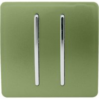 Trendi Switch 2 Gang 2 Way 10Amp Light Switch in Moss Green 
Trendi Switch 2 Gang 2 Way 10Amp Light Switch in Moss Green