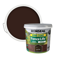 Ronseal One Coat Fence Life Paint Dark Oak - 5L
Ronseal One Coat Fence Life Paint Dark Oak - 5L