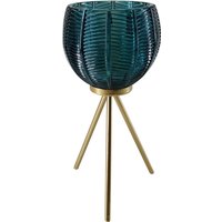 Glass Candle Holder - Teal with Gold Legs
Glass Candle Holder - Teal with Gold Legs