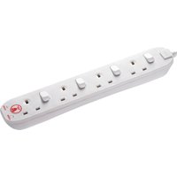 Masterplug 4 Socket Switched Surge Extension Lead 2m White