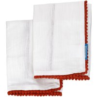House Beautiful Pom Pom Edge Napkins - 2 Pack - White & Rust
