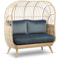 Cocoon Rattan Sofa in Velvet Blue
Cocoon Rattan Sofa in Velvet Blue