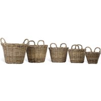 Set of 5 Natual Rattan Log Baskets