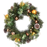Natural Foliage with Bronze Baubles Christmas Wreath - 50cm
Natural Foliage with Bronze Baubles Christmas Wreath - 50cm