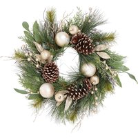 Natural Cone and Gold Bauble Christmas Wreath - 50cm
Natural Cone and Gold Bauble Christmas Wreath - 50cm