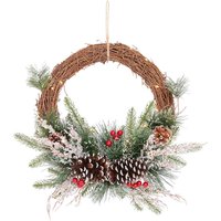 Floral Rattan Round Christmas Wreath with Lights - 50cm
Floral Rattan Round Christmas Wreath with Lights - 50cm