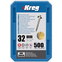 Kreg SML-C125-500-EUR Zinc Pocket-Hole Screws - 32mm / 1.25 , #8 Coarse-Thread, Maxi-Loc - 500 Pack
Kreg SML-C125-500-EUR Zinc Pocket-Hole Screws - 32mm / 1.25 , #8 Coarse-Thread, Maxi-Loc - 500 Pack