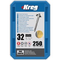 Kreg SML-C125-250-EUR Zinc Pocket-Hole Screws - 32mm / 1.25 , #8 Coarse-Thread, Maxi-Loc - 250 Pack
Kreg SML-C125-250-EUR Zinc Pocket-Hole Screws - 32mm / 1.25 , #8 Coarse-Thread, Maxi-Loc - 250 Pack