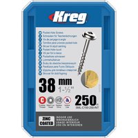 Kreg SML-C150-250-EUR Zinc Pocket-Hole Screws - 38mm / 1.50 , #8 Coarse-Thread, Maxi-Loc - 250 Pack
Kreg SML-C150-250-EUR Zinc Pocket-Hole Screws - 38mm / 1.50 , #8 Coarse-Thread, Maxi-Loc - 250 Pack