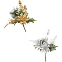 Silver and Gold Poinsettia Decorative Christmas Pick - Assortment
Silver and Gold Poinsettia Decorative Christmas Pick - Assortment