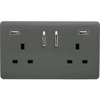 Trendi Switch 2 Gang 13Amp Double Socket and 2 USB Ports - Charcoal
Trendi Switch 2 Gang 13Amp Double Socket and 2 USB Ports - Charcoal