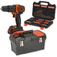 BLACK+DECKER 18V Cordless Hammer Drill Kit plus 109 Piece Accessories Set and 19'' Toolbox Bundle
BLACK+DECKER 18V Cordless Hammer Drill Kit plus 109 Piece Accessories Set and 19'' Toolbox Bundle