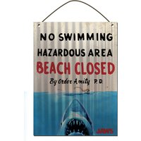 Jaws No Swimming Sign Corrugated Tin Sign 
Jaws No Swimming Sign Corrugated Tin Sign
