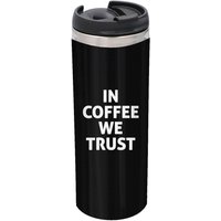 In Coffee We Trust Stainless Steel Thermo Travel Mug - Metallic Finish
In Coffee We Trust Stainless Steel Thermo Travel Mug - Metallic Finish