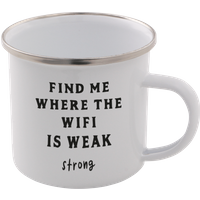 Find Me Where The Wifi Is Weak Enamel Mug – White
Find Me Where The Wifi Is Weak Enamel Mug – White