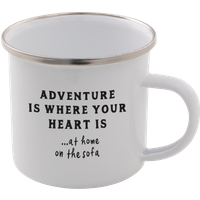 Adventure Is Where Your Heart Is... At Home On The Sofa Enamel Mug – White
Adventure Is Where Your Heart Is... At Home On The Sofa Enamel Mug – White