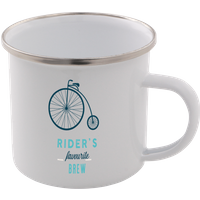 Rider's Favourite Brew Enamel Mug – White 
Rider's Favourite Brew Enamel Mug – White
