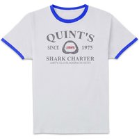 Jaws Quint's Shark Charter Unisex Ringer T-Shirt - White/Navy - M
Jaws Quint's Shark Charter Unisex Ringer T-Shirt - White/Navy - M