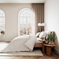 Product photograph of Bedeck Of Belfast Fine Linens 400 Thread Count Sateen Plain Dye Super Kingsize Duvet Cover Set Chalk from Bedeck Home