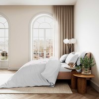 Product photograph of Bedeck Of Belfast Fine Linens 400 Thread Count Sateen Plain Dye Double Duvet Cover Set White from Bedeck Home