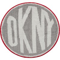 Product photograph of Dkny Circle Logo Bath Mat Grey Red from Bedeck Home