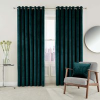 Product photograph of Helena Springfield Escala Lined Curtains 66 X 54 Teal from Bedeck Home