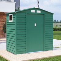 Product photograph of 7 X 4 Lotus Hypnos Apex Metal Shed - Green 2 13m X 1 31m from Buy Sheds Direct