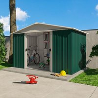 Product photograph of 10 X 8 Yardmaster Green Metal Shed 3 03m X 2 37m from Buy Sheds Direct