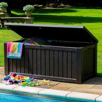 Product photograph of 5 1 X 2 4 Keter Rockwood Plastic Garden Storage Box - Brown 1 55m X 0 72m from Buy Sheds Direct