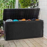 Product photograph of 3 10 X 1 6 Keter Samoa Plastic Garden Storage Box - Anthracite 1 17m X 0 45m from Buy Sheds Direct