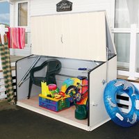 Product photograph of 6 4 X 2 9 Trimetals Storeguard Metal Garden Storage Shed - Cream 1 95m X 0 88m from Buy Sheds Direct