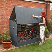 Product photograph of 6 4 X 2 9 Trimetals Ramped Metal Bike Shed - Anthracite 1 96m X 0 89m from Buy Sheds Direct