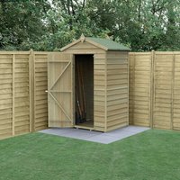 Product photograph of 4 X 3 Forest 4life 25yr Guarantee Overlap Pressure Treated Windowless Apex Wooden Shed 1 34m X 1m from Buy Sheds Direct