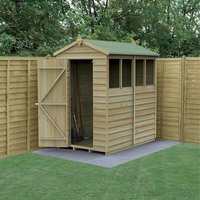 Product photograph of 6 X 4 Forest 4life 25yr Guarantee Overlap Pressure Treated Apex Wooden Shed - 4 Windows 1 88m X 1 34m from Buy Sheds Direct