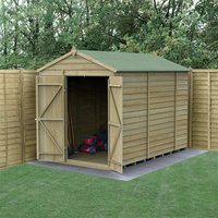 Product photograph of 10 X 6 Forest 4life 25yr Guarantee Overlap Pressure Treated Windowless Double Door Apex Wooden Shed 3 01m X 1 99m from Buy Sheds Direct