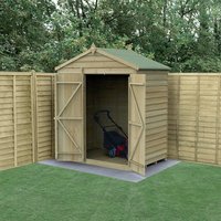 Product photograph of 6 X 4 Forest 4life 25yr Guarantee Overlap Pressure Treated Windowless Double Door Apex Wooden Shed 1 99m X 1 23m from Buy Sheds Direct