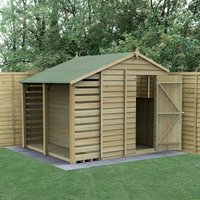 Product photograph of 8 X 6 Forest 4life 25yr Guarantee Overlap Pressure Treated Apex Wooden Shed With Logstore 2 42m X 2 64m from Buy Sheds Direct