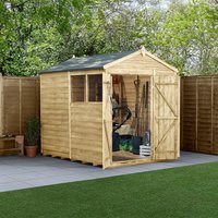 Product photograph of 8 X 6 Forest 4life 25yr Guarantee Overlap Pressure Treated Double Door Apex Wooden Shed 2 42m X 1 99m from Buy Sheds Direct