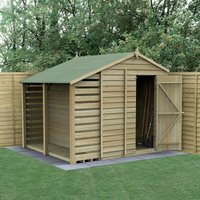 Product photograph of 8 X 6 Forest 4life 25yr Guarantee Overlap Pressure Treated Windowless Apex Wooden Shed With Logstore 2 42m X 2 64m from Buy Sheds Direct