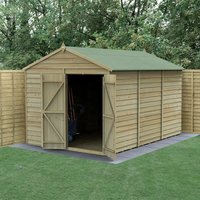 Product photograph of 12 X 8 Forest 4life 25yr Guarantee Overlap Pressure Treated Windowless Double Door Apex Wooden Shed 3 6m X 2 61m from Buy Sheds Direct