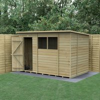 Product photograph of 10 X 6 Forest 4life 25yr Guarantee Overlap Pressure Treated Pent Wooden Shed 3 11m X 2 05m from Buy Sheds Direct