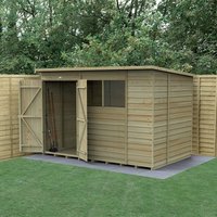 Product photograph of 10 X 6 Forest 4life 25yr Guarantee Overlap Pressure Treated Double Door Pent Wooden Shed 3 11m X 2 04m from Buy Sheds Direct