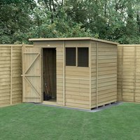 Product photograph of 7 X 5 Forest 4life 25yr Guarantee Overlap Pressure Treated Pent Wooden Shed 2 26m X 1 7m from Buy Sheds Direct