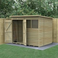 Product photograph of 8 X 6 Forest 4life 25yr Guarantee Overlap Pressure Treated Double Door Pent Wooden Shed 2 51m X 2 04m from Buy Sheds Direct