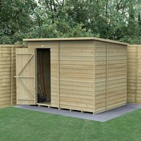 Product photograph of 8 X 6 Forest 4life 25yr Guarantee Overlap Pressure Treated Windowless Pent Wooden Shed 2 52m X 2 05m from Buy Sheds Direct