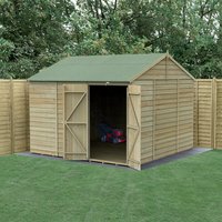 Product photograph of 10 X 10 Forest 4life 25yr Guarantee Overlap Pressure Treated Windowless Double Door Reverse Apex Wooden Shed 3 21m X 3 01m from Buy Sheds Direct