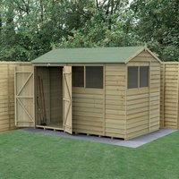 Product photograph of 10 X 6 Forest 4life 25yr Guarantee Overlap Pressure Treated Double Door Reverse Apex Wooden Shed - 4 Windows 3 01m X 1 99m from Buy Sheds Direct