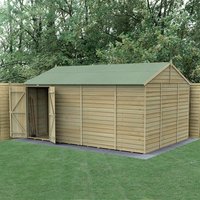 Product photograph of 15 X 10 Forest 4life 25yr Guarantee Overlap Pressure Treated Windowless Double Door Reverse Apex Wooden Shed 4 48m X 3 21m from Buy Sheds Direct