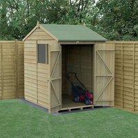Product photograph of 7 X 5 Forest 4life 25yr Guarantee Overlap Pressure Treated Double Door Reverse Apex Wooden Shed 2 28m X 1 53m from Buy Sheds Direct