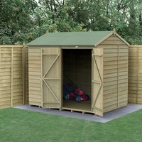 Product photograph of 8 X 6 Forest 4life 25yr Guarantee Overlap Pressure Treated Windowless Double Door Reverse Apex Wooden Shed 2 42m X 1 99m from Buy Sheds Direct